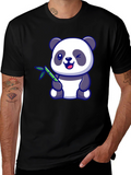 Cute Panda Bear T-Shirt - Black Cotton Tee