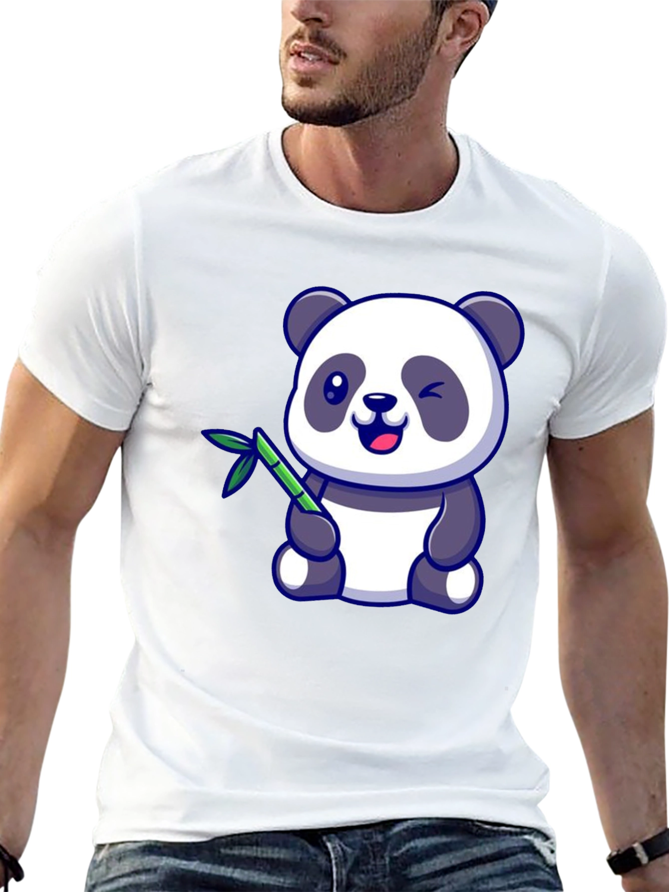 Cute Panda Bear T-Shirt - Black Cotton Tee
