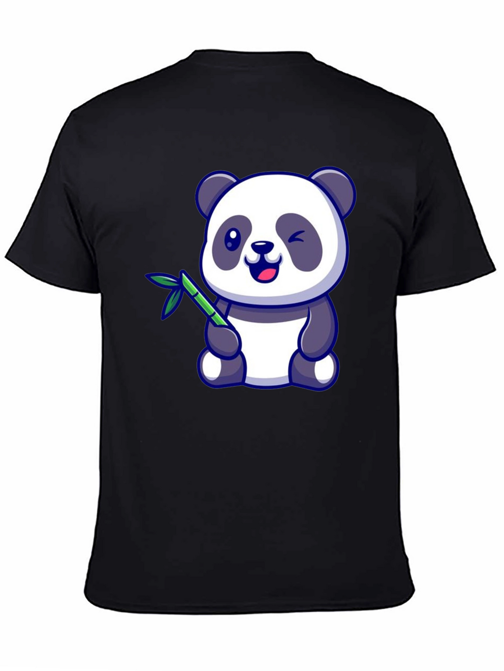 Cute Panda Bear T-Shirt - Black Cotton Tee