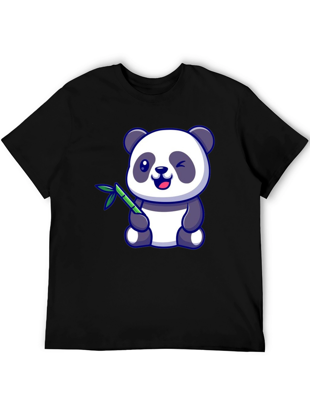Cute Panda Bear T-Shirt - Black Cotton Tee