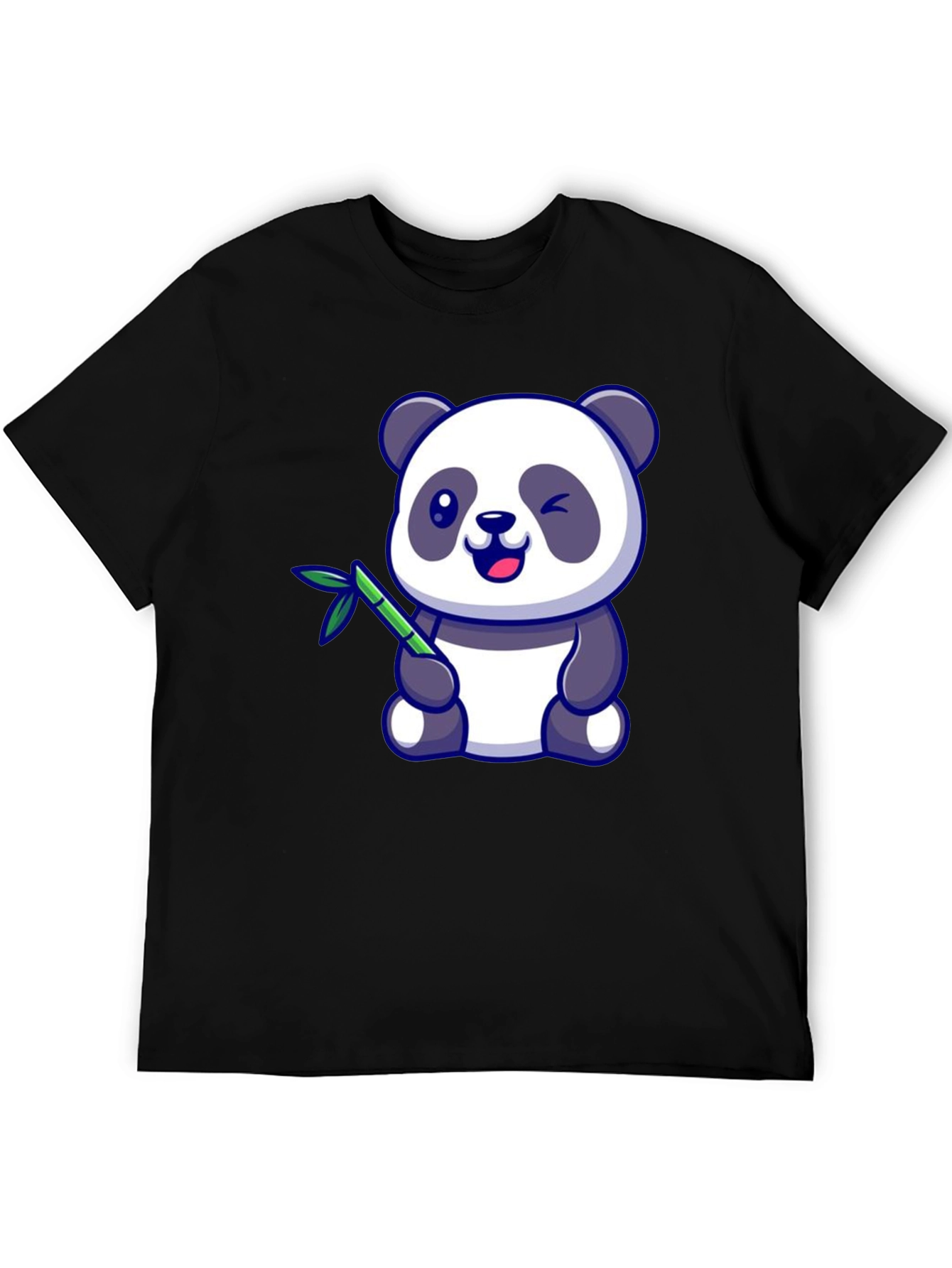 Cute Panda Bear T-Shirt - Black Cotton Tee