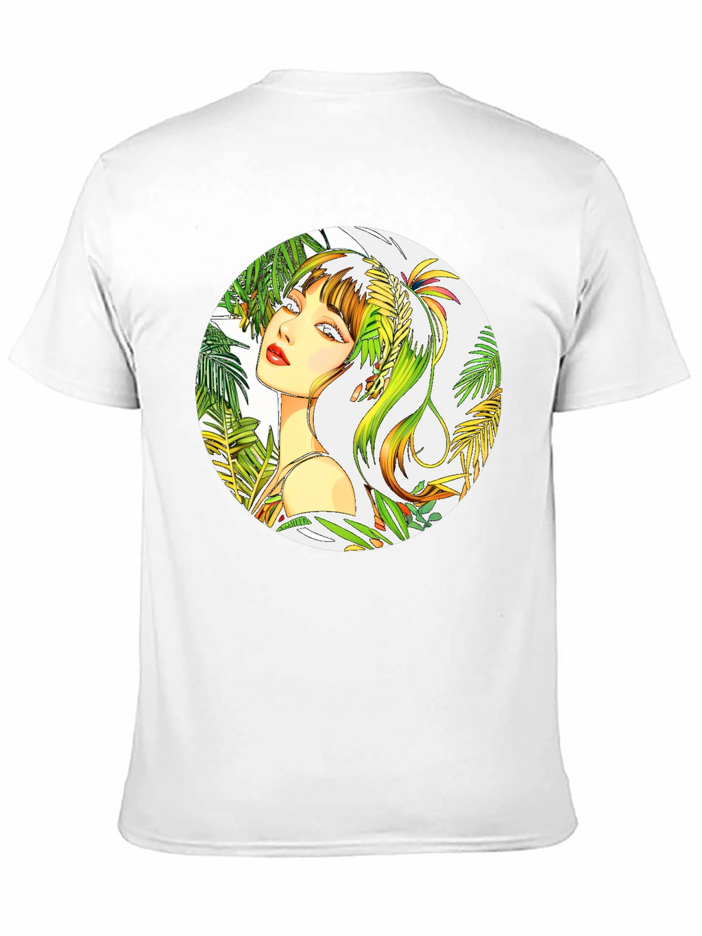 Tropical Woman Graphic Tee - Stylish Round Print