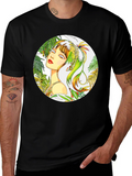 Tropical Woman Graphic Tee - Stylish Round Print