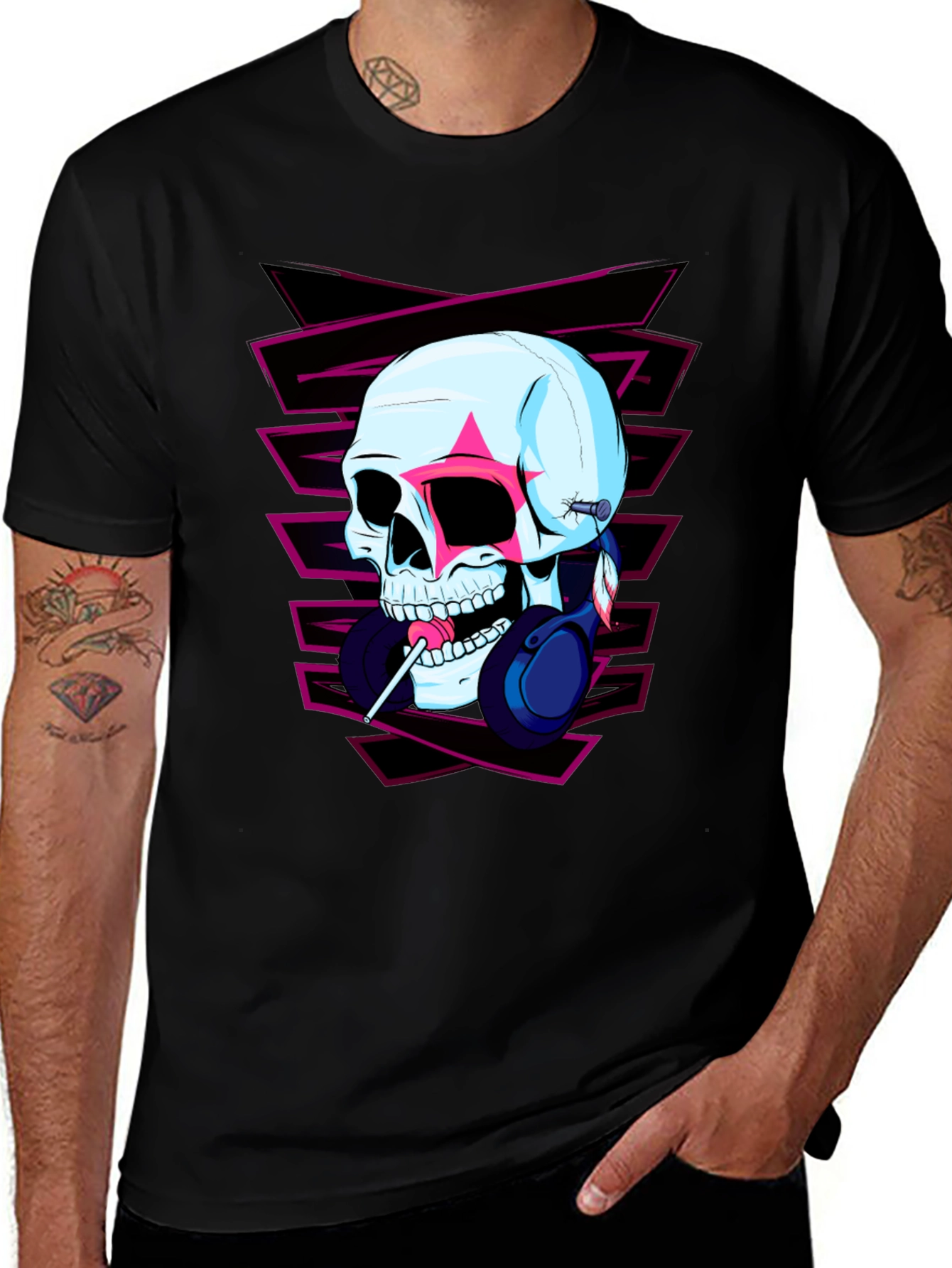 Skull with Headphones Graphic Tee