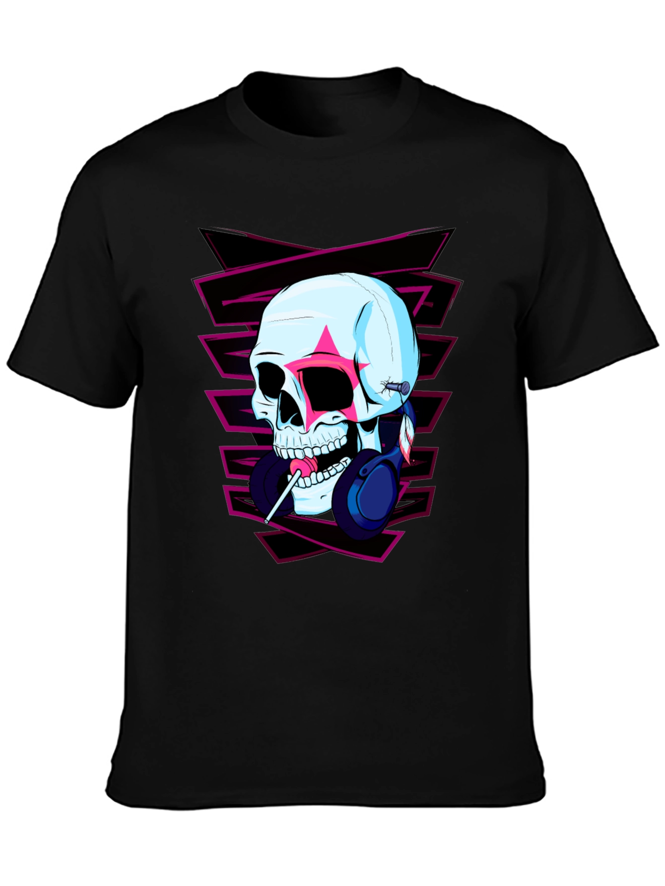 Skull with Headphones Graphic Tee