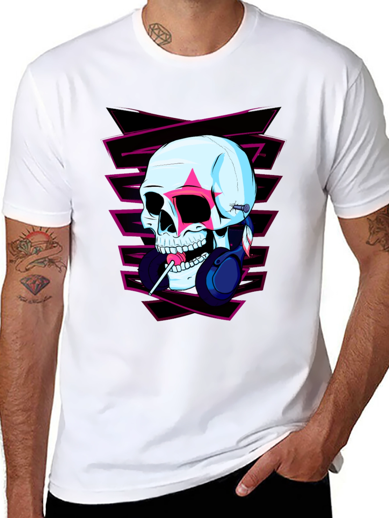 Skull with Headphones Graphic Tee