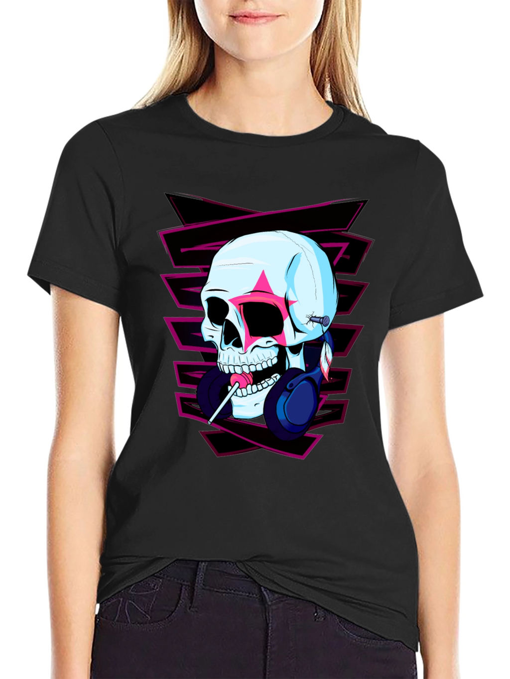 Skull with Headphones Graphic Tee
