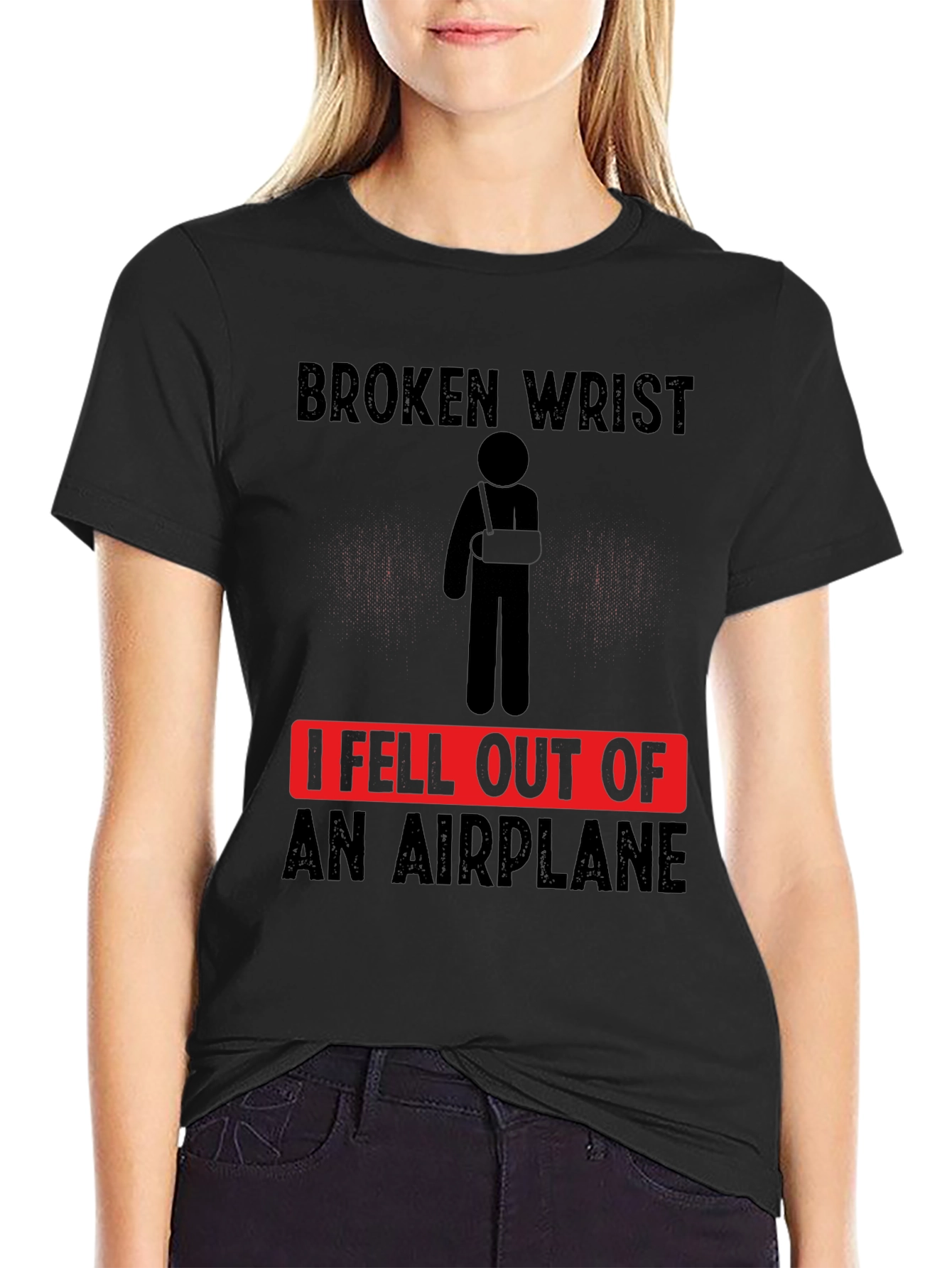 Broken Wrist Airplane T-Shirt Funny Injury Tee