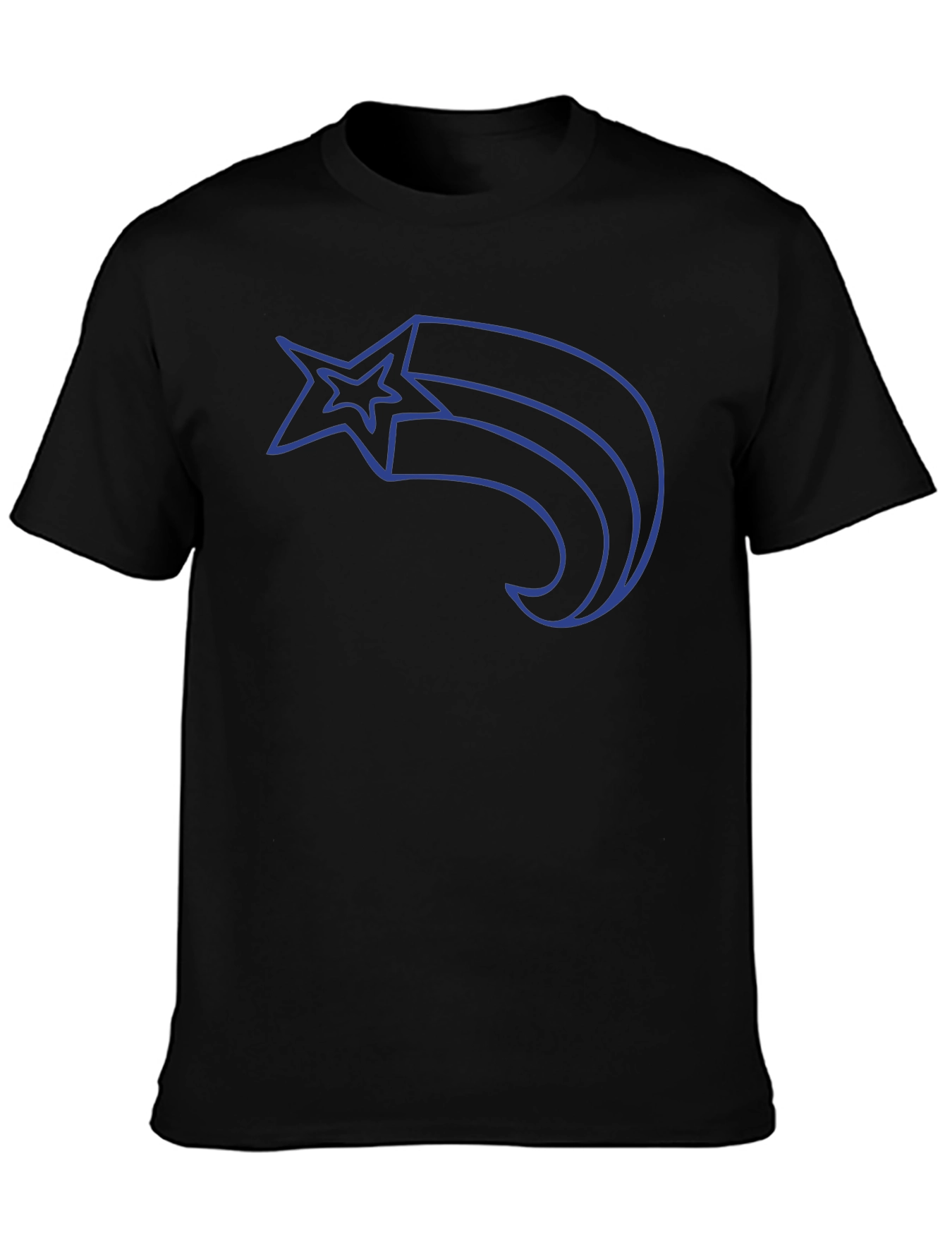 Mens Black T-Shirt with Shooting Star Graphic