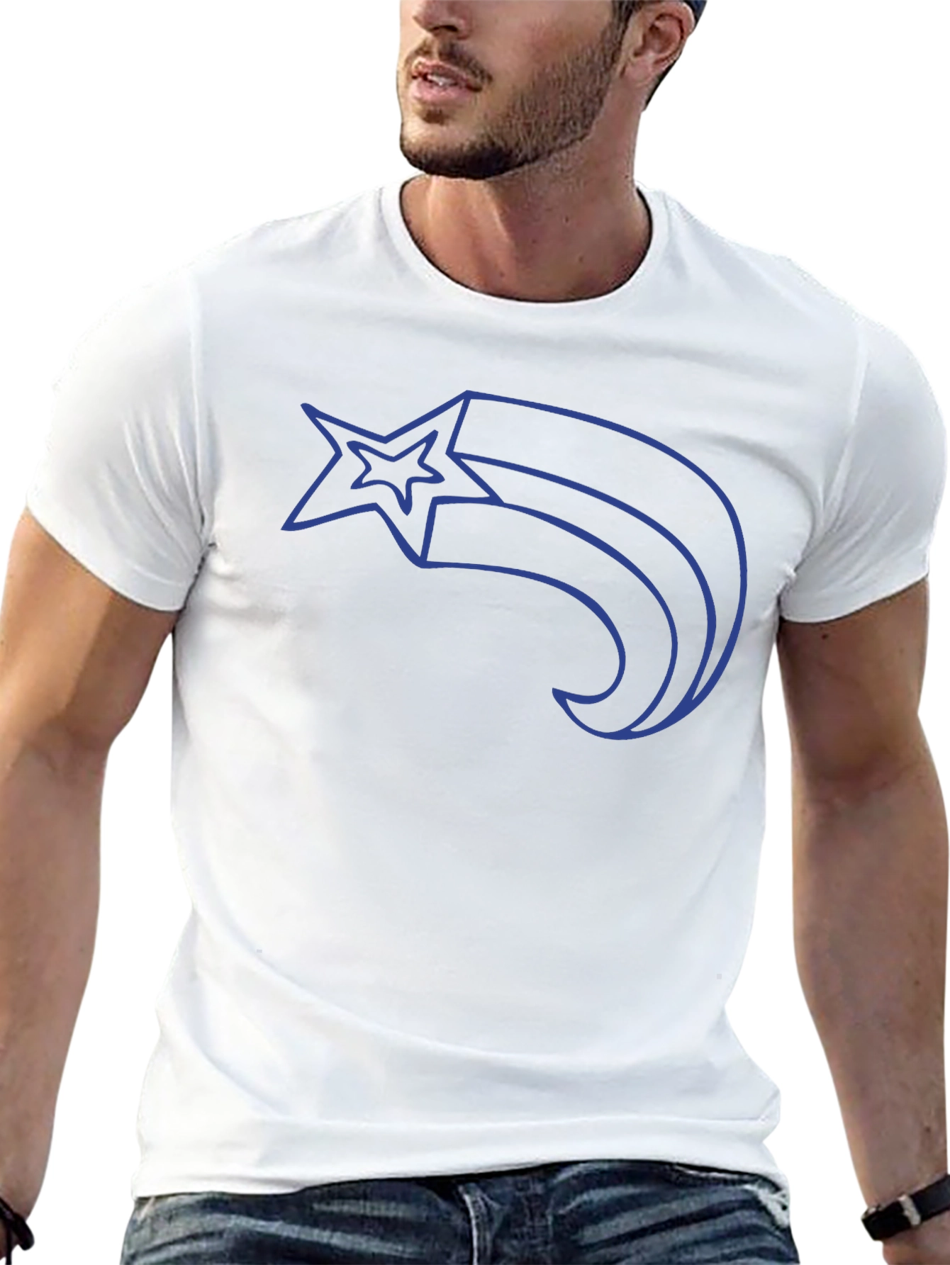 Mens Black T-Shirt with Shooting Star Graphic