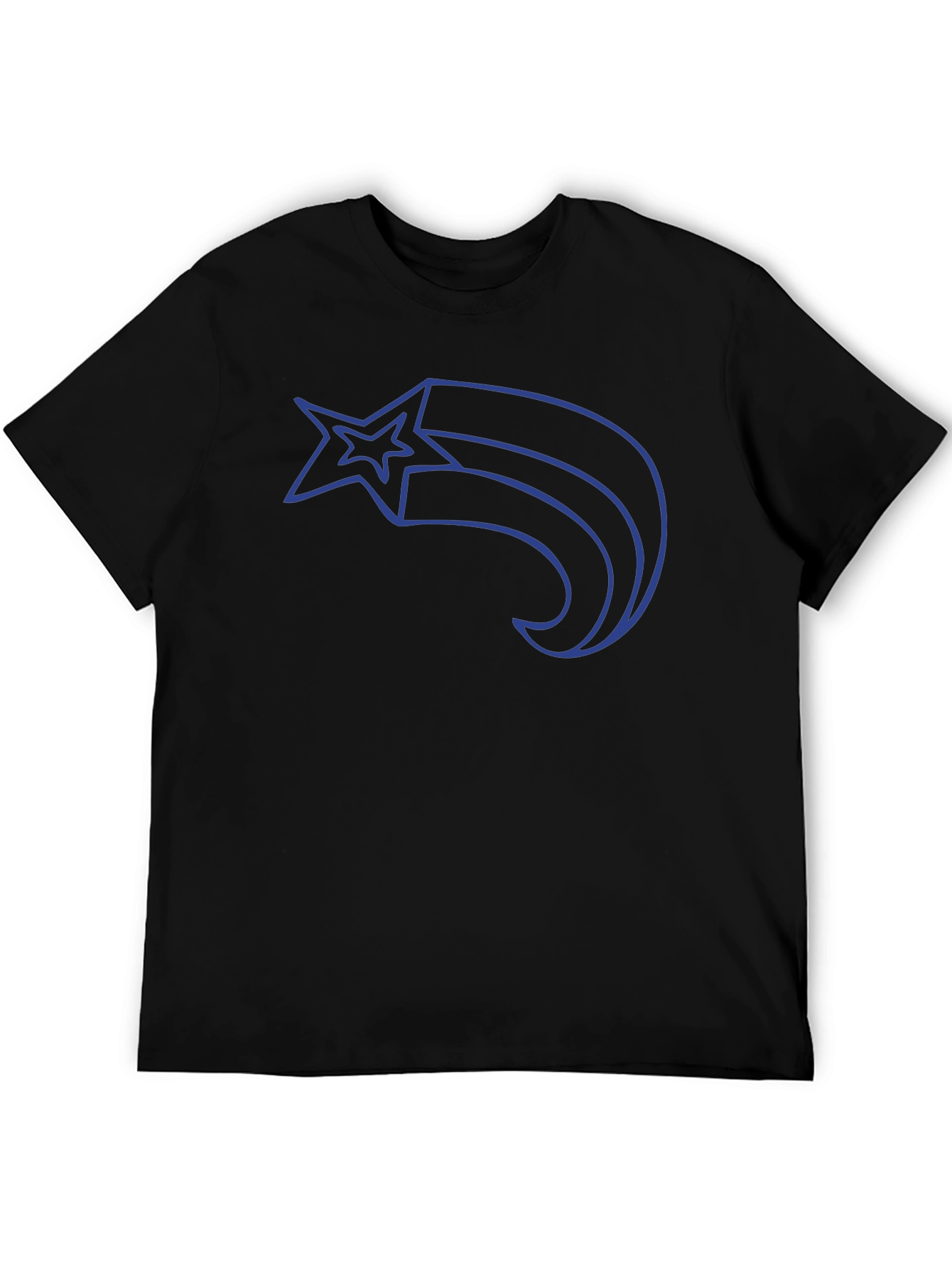 Mens Black T-Shirt with Shooting Star Graphic