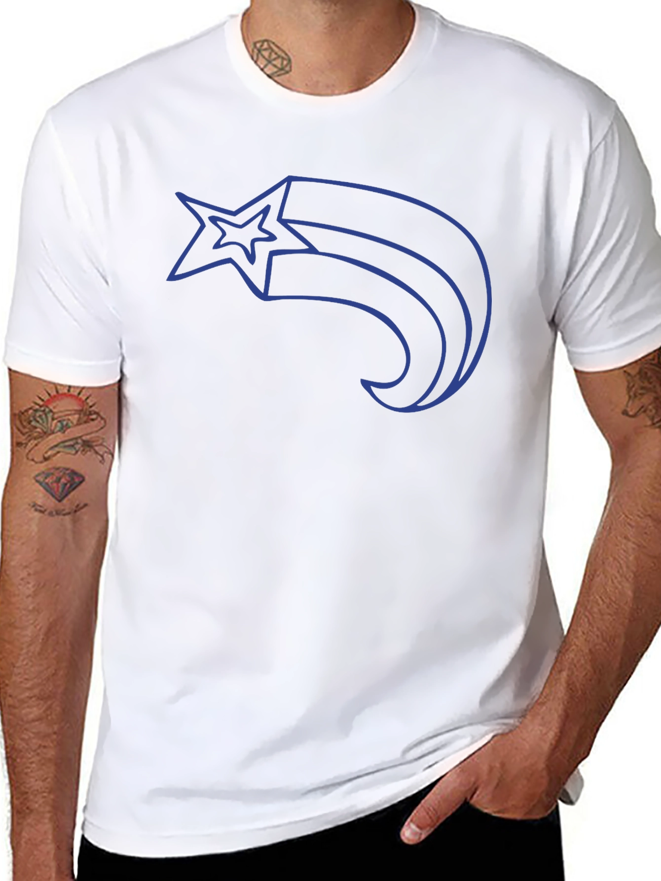Mens Black T-Shirt with Shooting Star Graphic