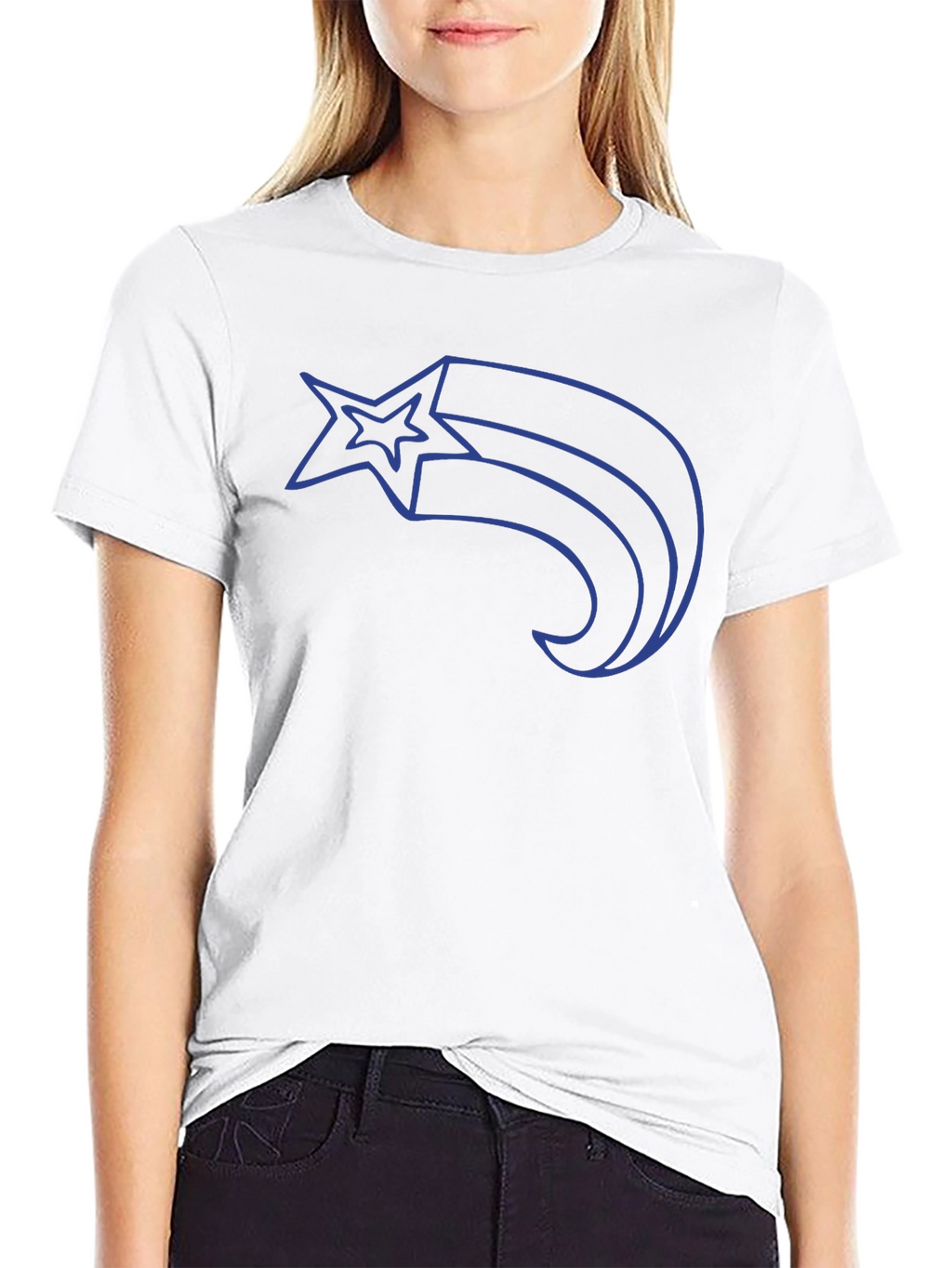 Mens Black T-Shirt with Shooting Star Graphic
