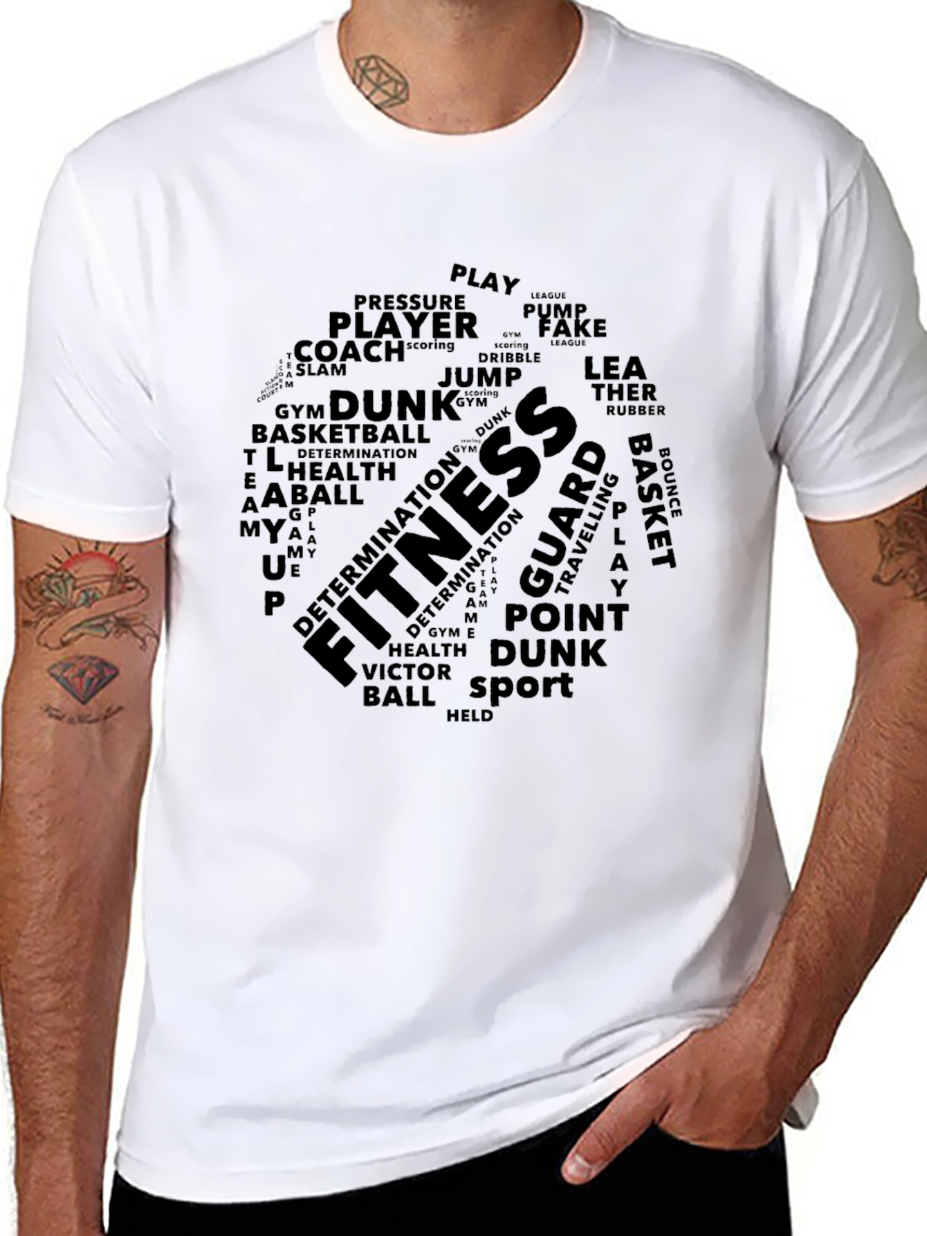 Fitness & Basketball Word Art T-Shirt