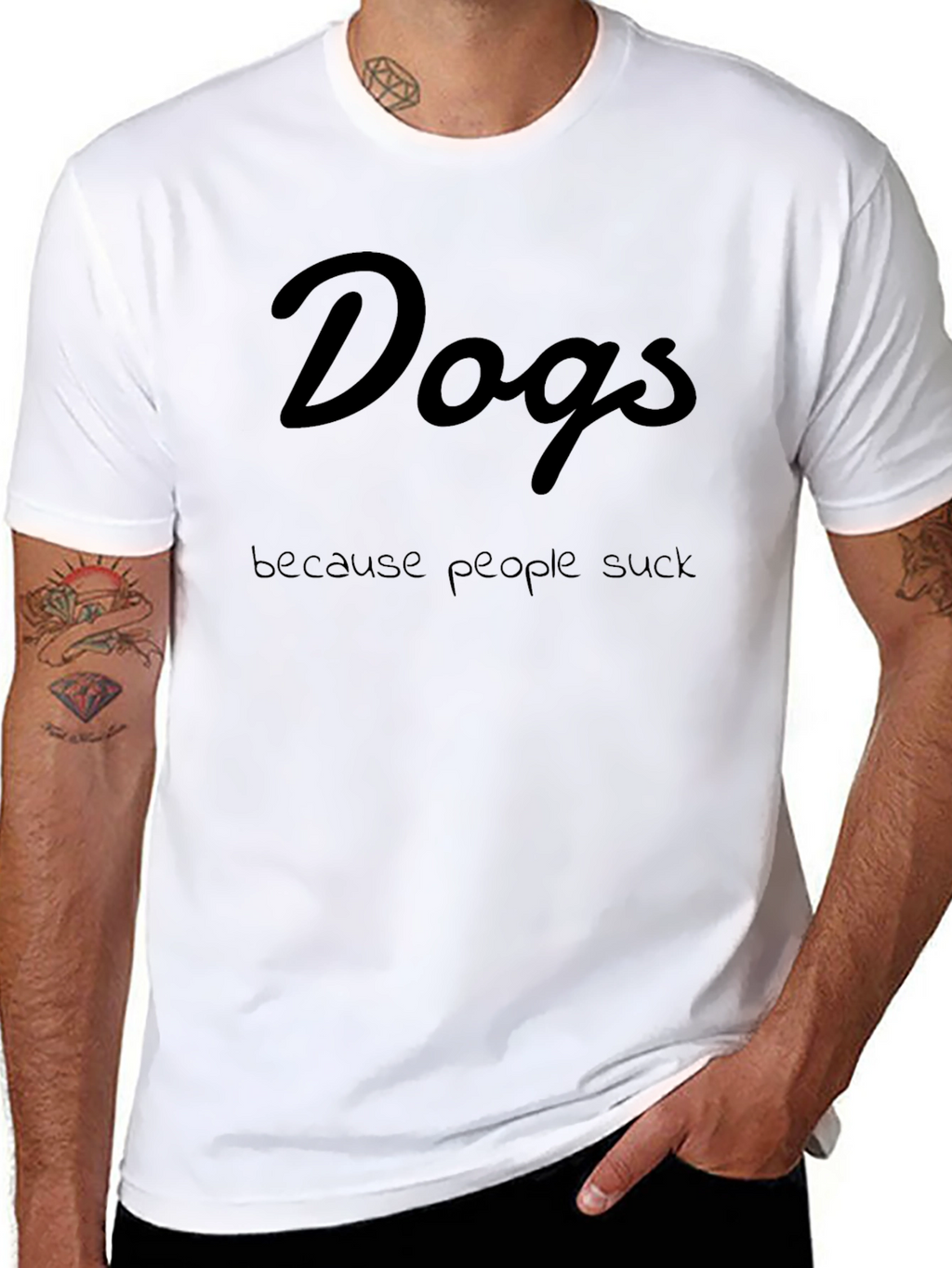 Dogs Because People Suck Black T-Shirt