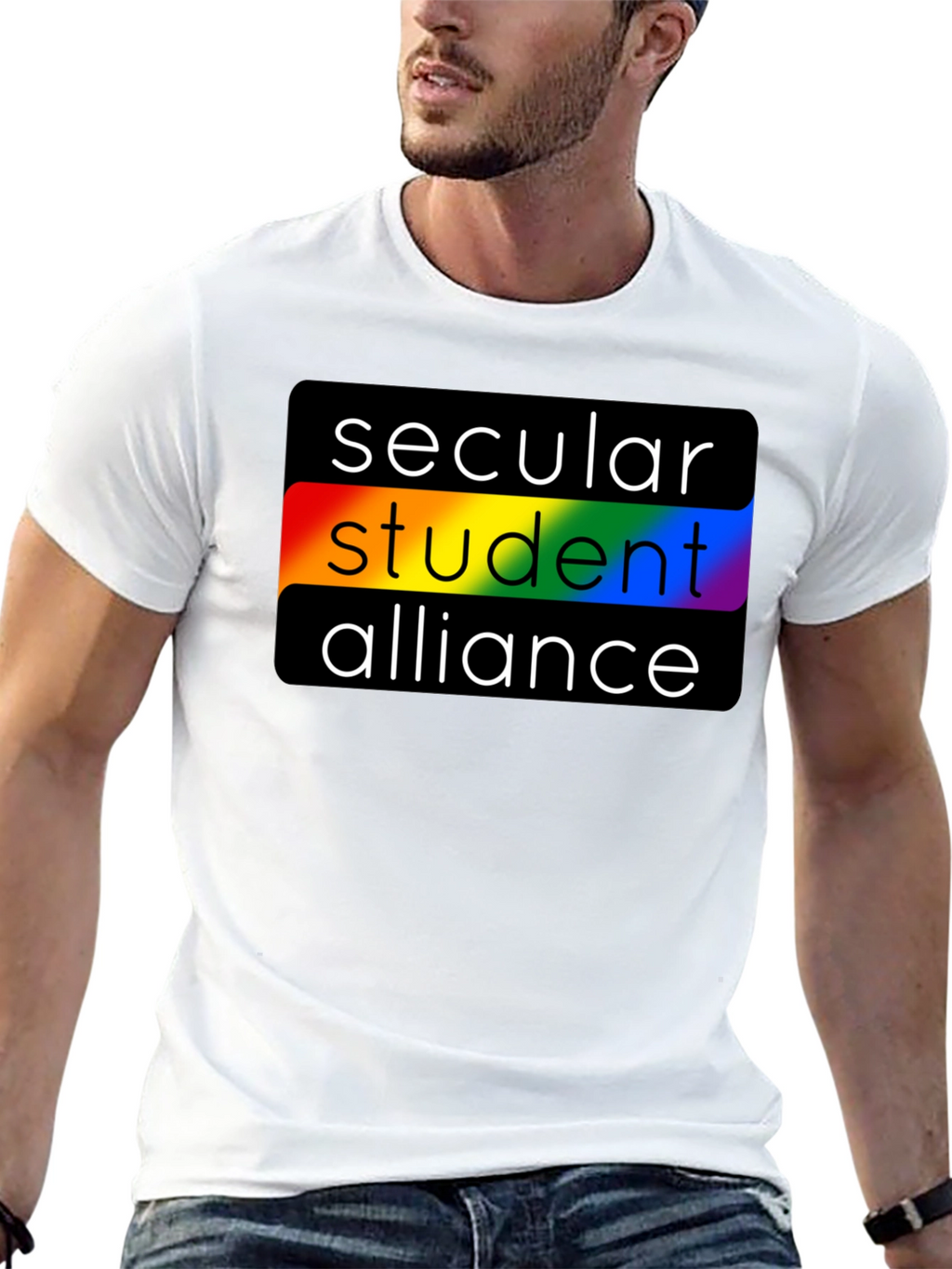 Secular Student Alliance Rainbow Pride Black T-Shirt