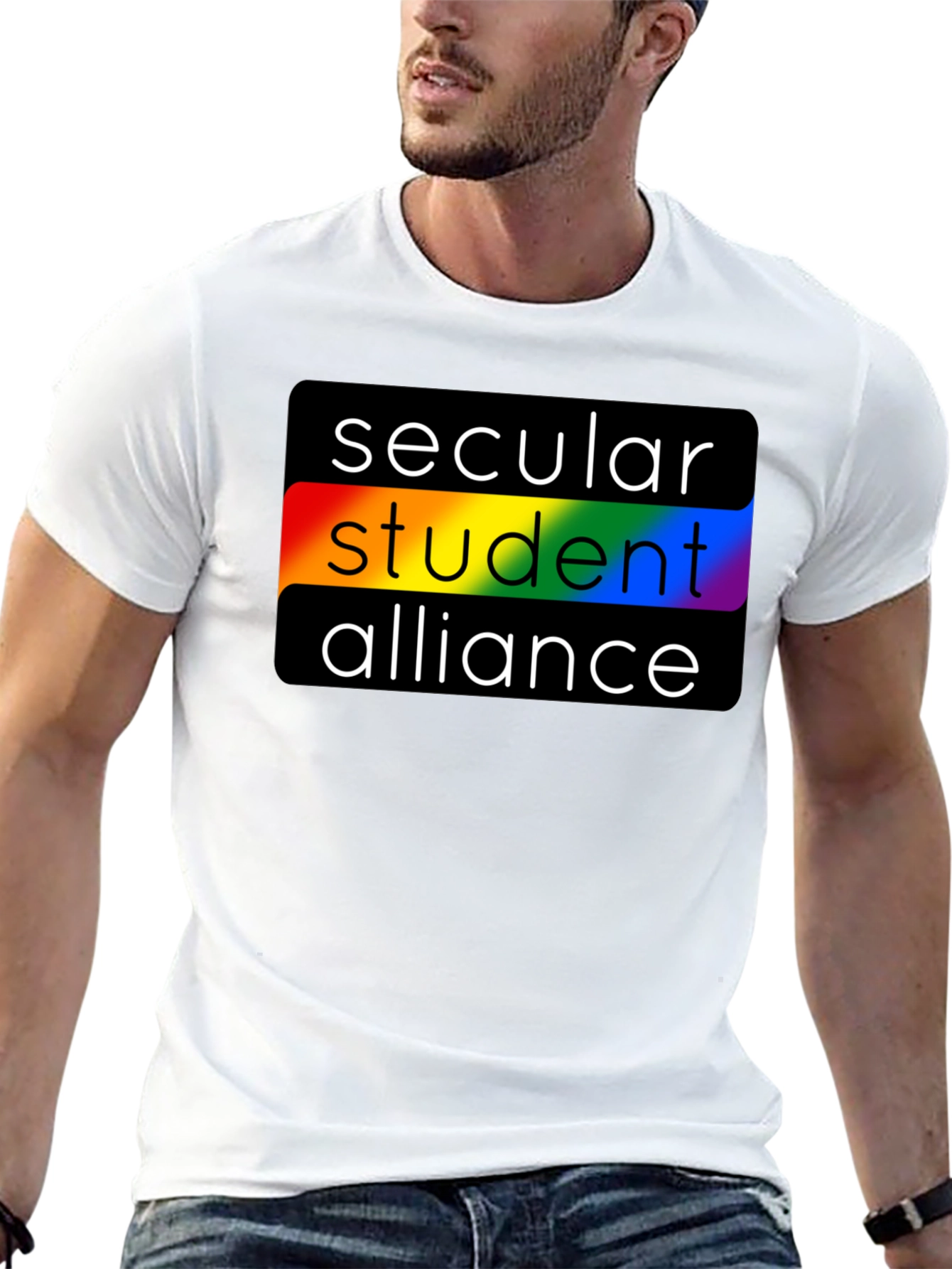 Secular Student Alliance Rainbow Pride Black T-Shirt