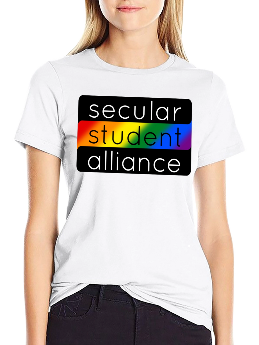 Secular Student Alliance Rainbow Pride Black T-Shirt