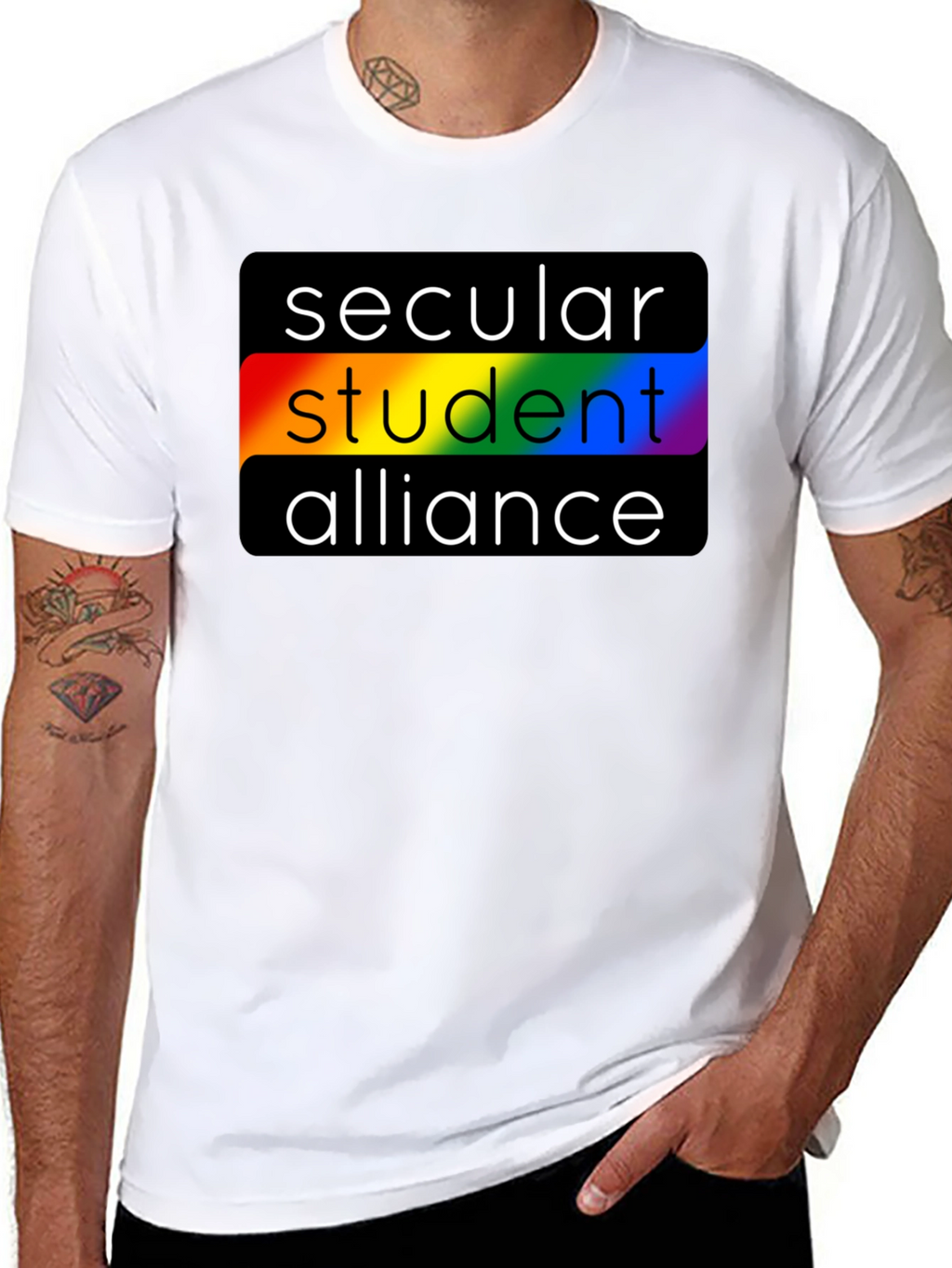 Secular Student Alliance Rainbow Pride Black T-Shirt