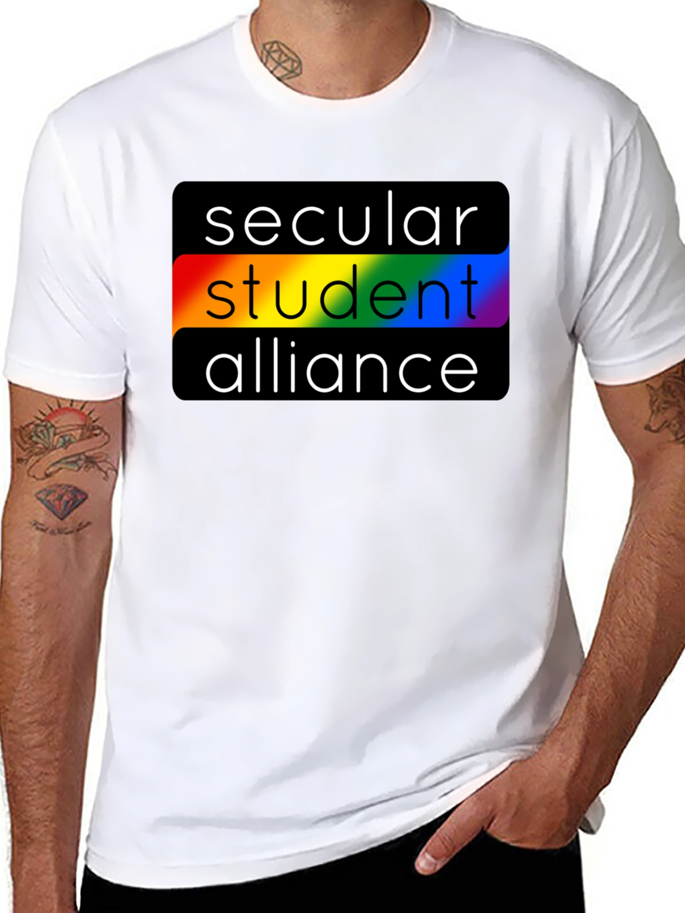 Secular Student Alliance Rainbow Pride Black T-Shirt