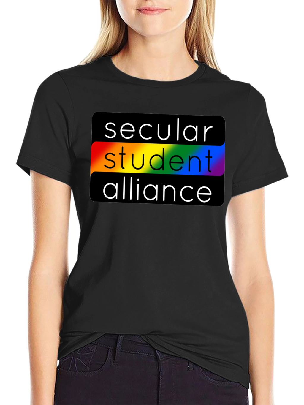 Secular Student Alliance Rainbow Pride Black T-Shirt