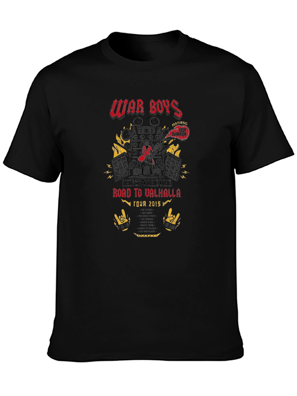 War Boys Road to Valhalla Tour 2015 Black T-Shirt