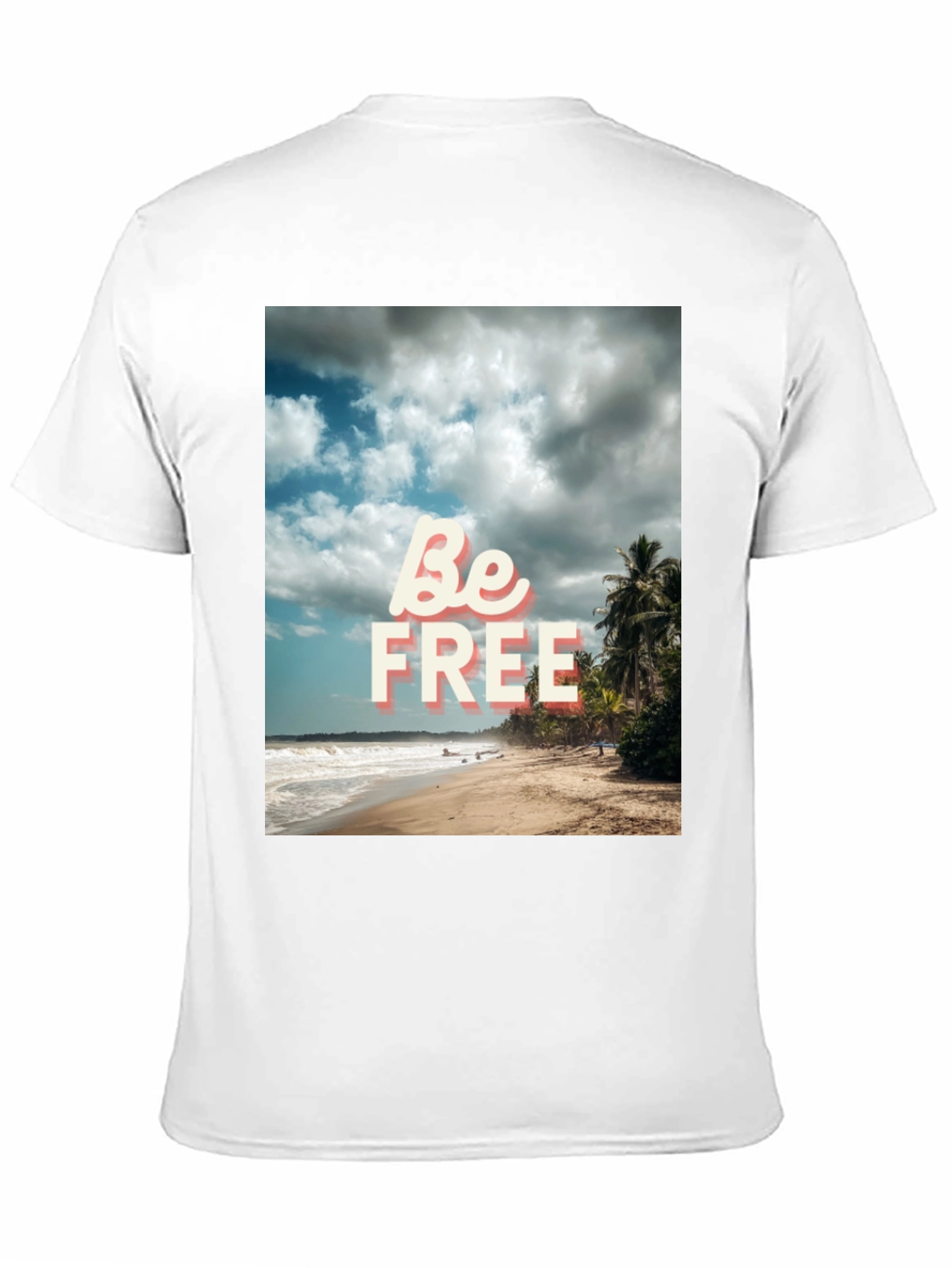Be Free Beach Graphic Tee - Black Cotton T-Shirt