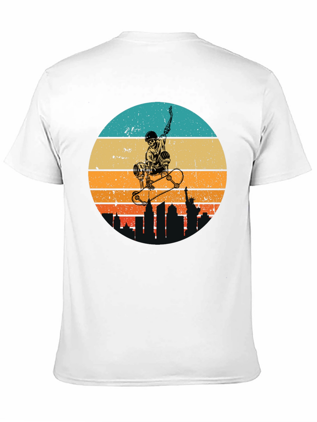 Skateboard Skeleton Sunset Graphic Tee