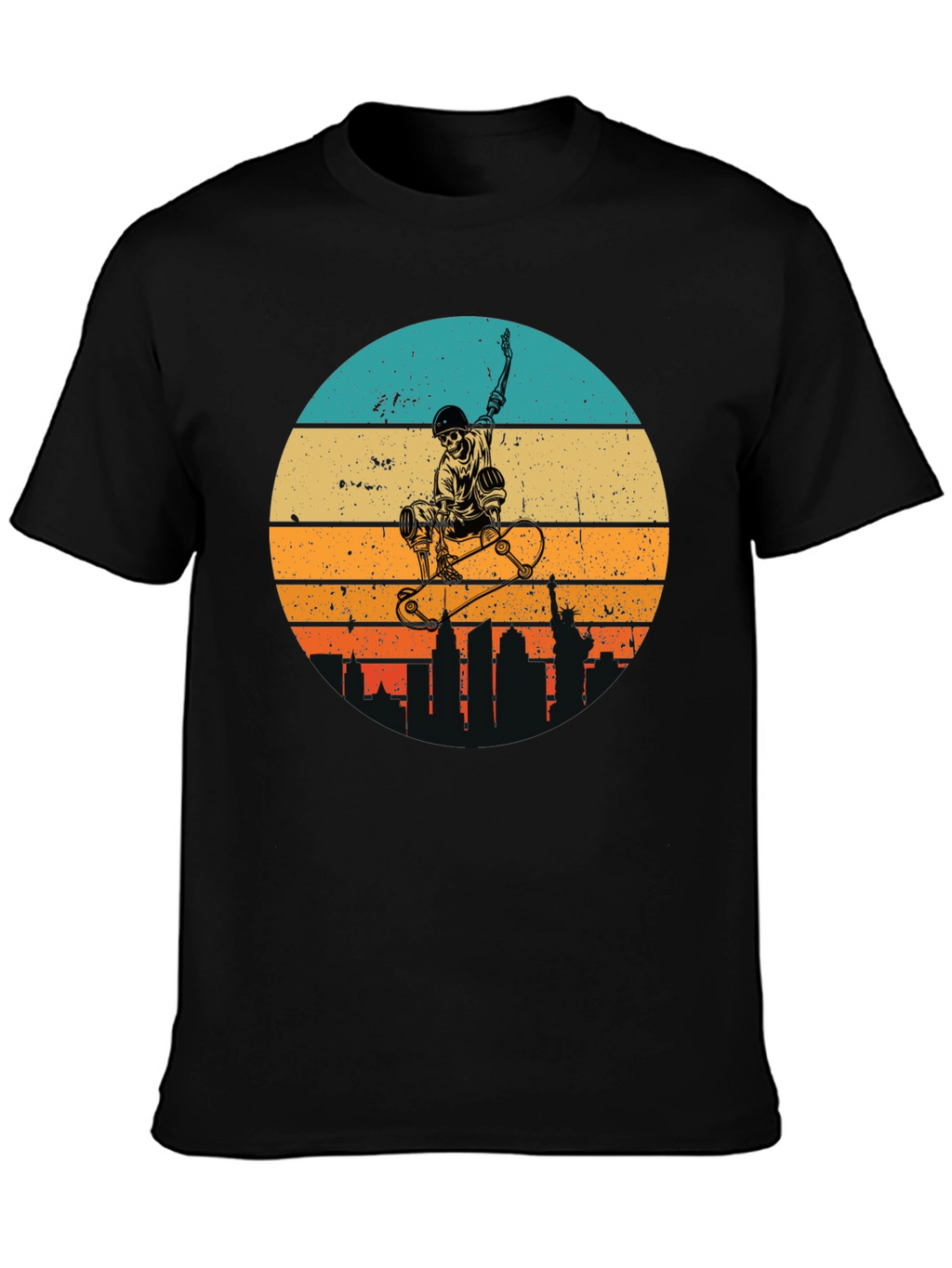 Skateboard Skeleton Sunset Graphic Tee