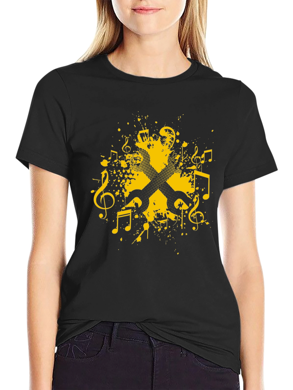 Music Mechanic Graphic T-Shirt - Black Cotton Crew Neck