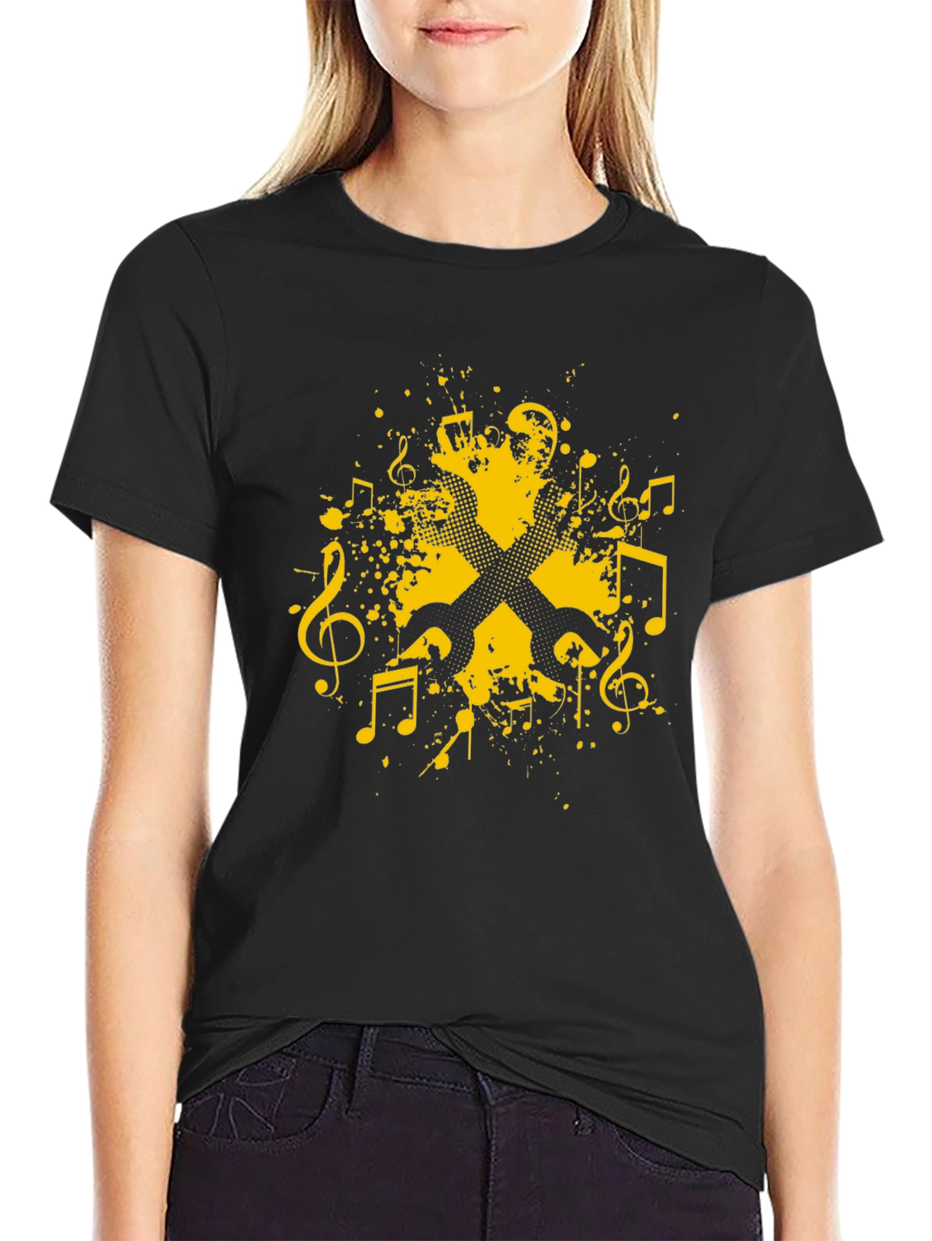 Music Mechanic Graphic T-Shirt - Black Cotton Crew Neck