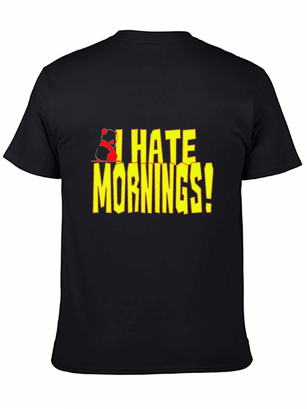 I Hate Mornings! Black T-Shirt with Panda
