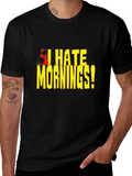 I Hate Mornings! Black T-Shirt with Panda
