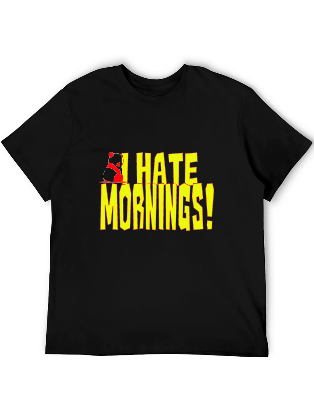 I Hate Mornings! Black T-Shirt with Panda