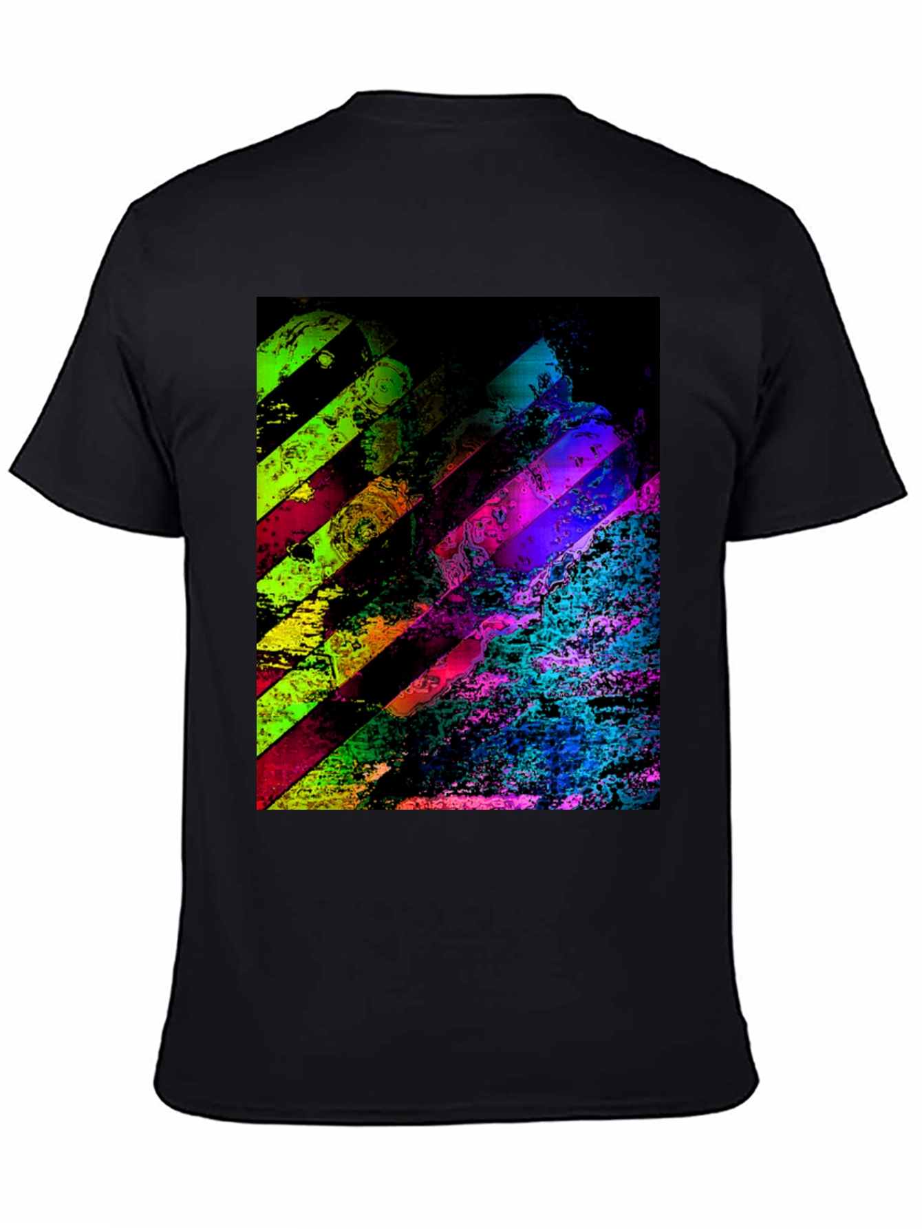 Abstract Geometric Graphic Print Mens Black T-Shirt