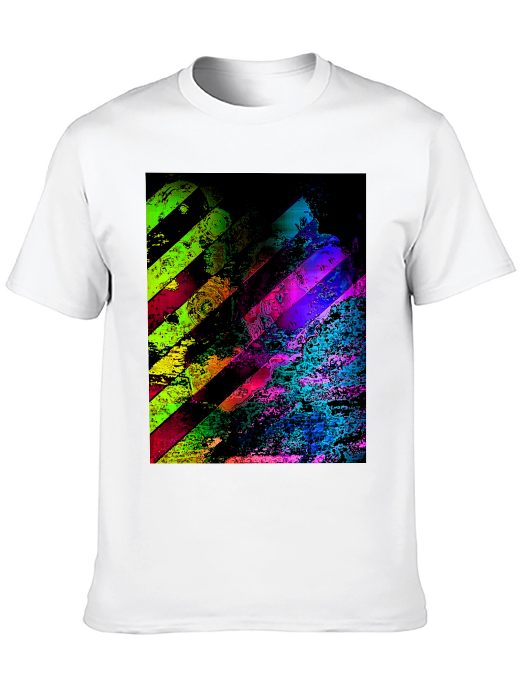 Abstract Geometric Graphic Print Mens Black T-Shirt