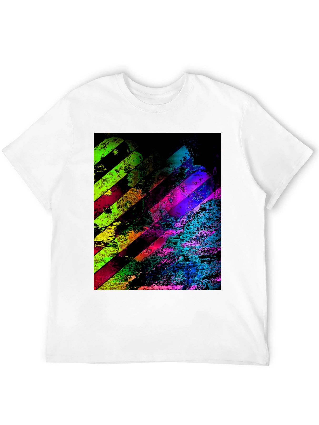 Abstract Geometric Graphic Print Mens Black T-Shirt