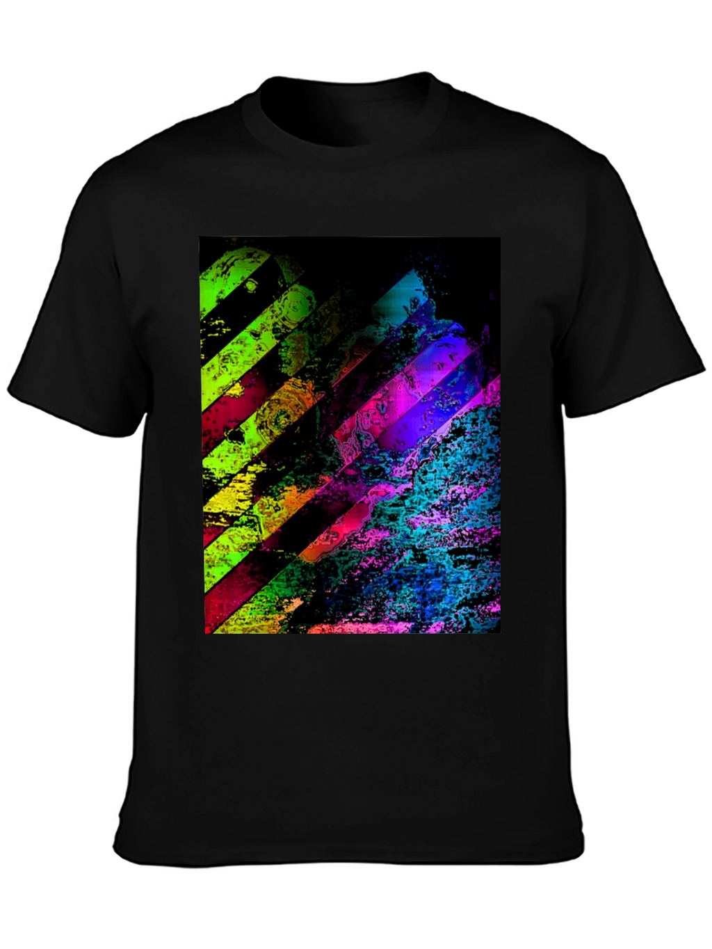 Abstract Geometric Graphic Print Mens Black T-Shirt
