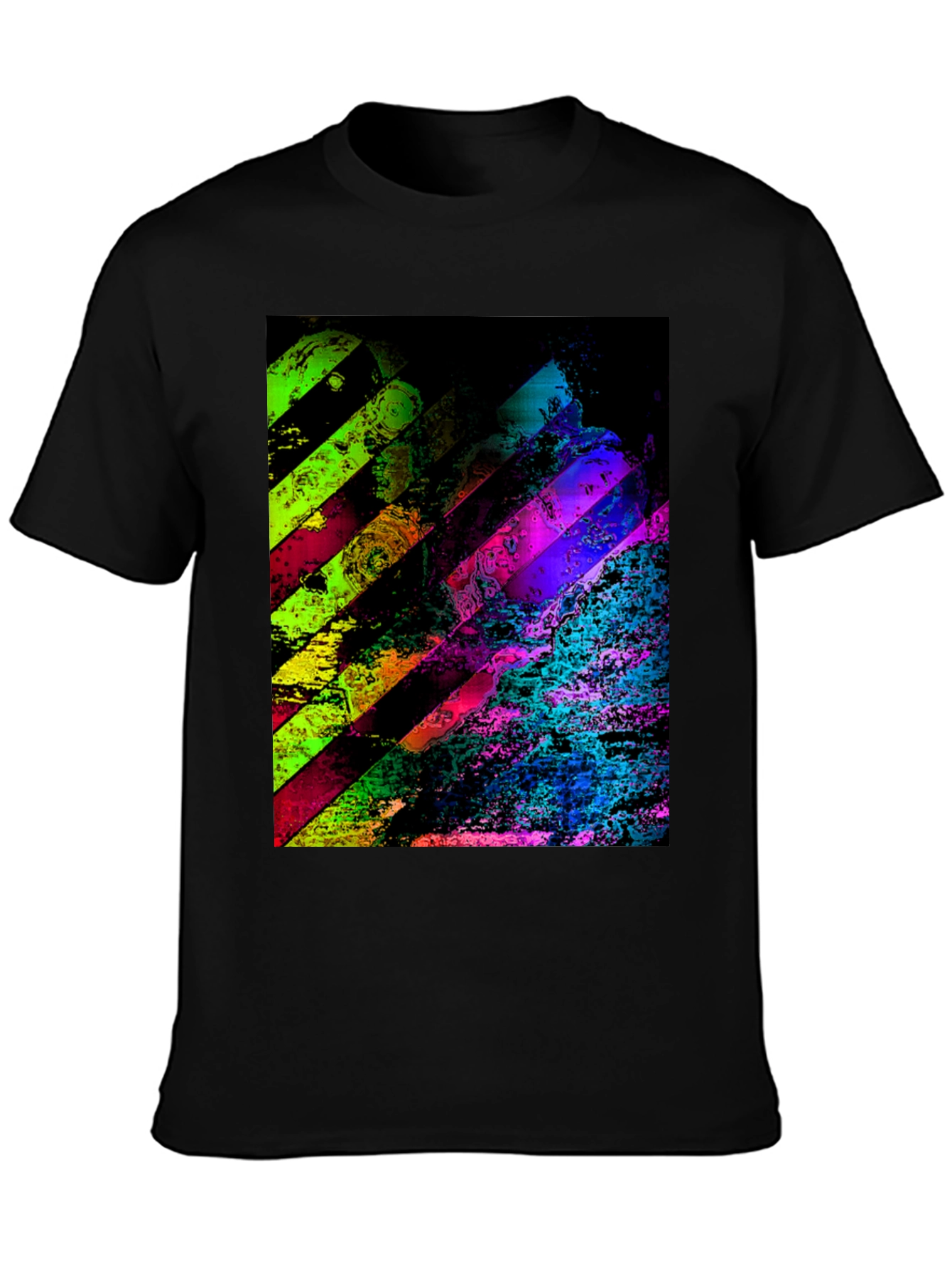 Abstract Geometric Graphic Print Mens Black T-Shirt
