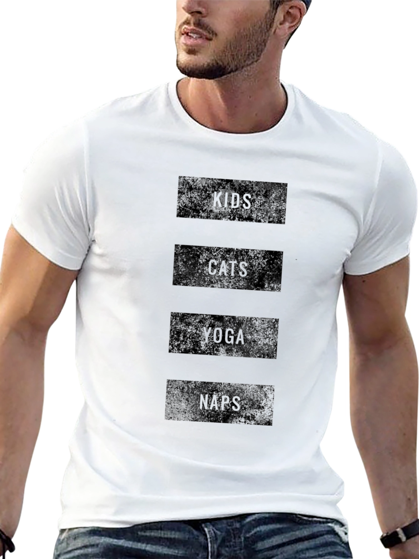 Kids Cats Yoga Naps Black Graphic Tee