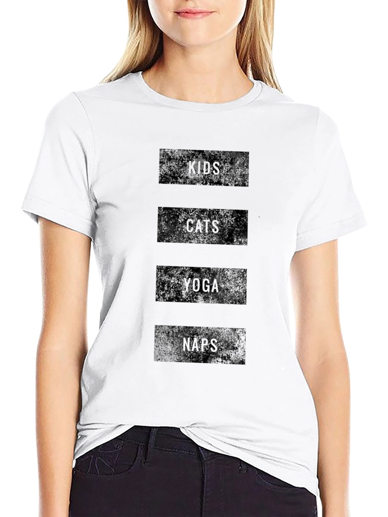Kids Cats Yoga Naps Black Graphic Tee