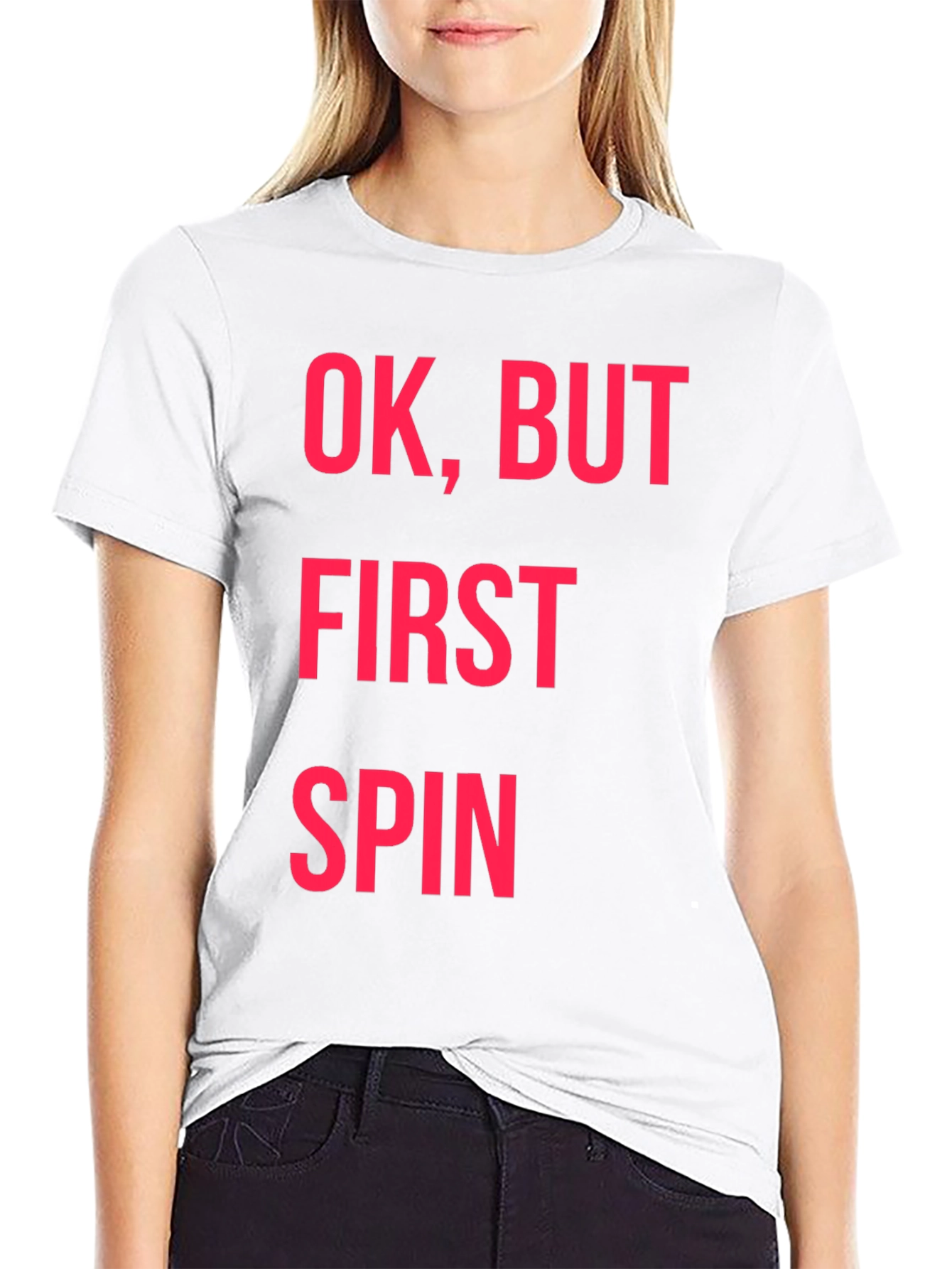 Ok But First Spin Black Graphic Tee