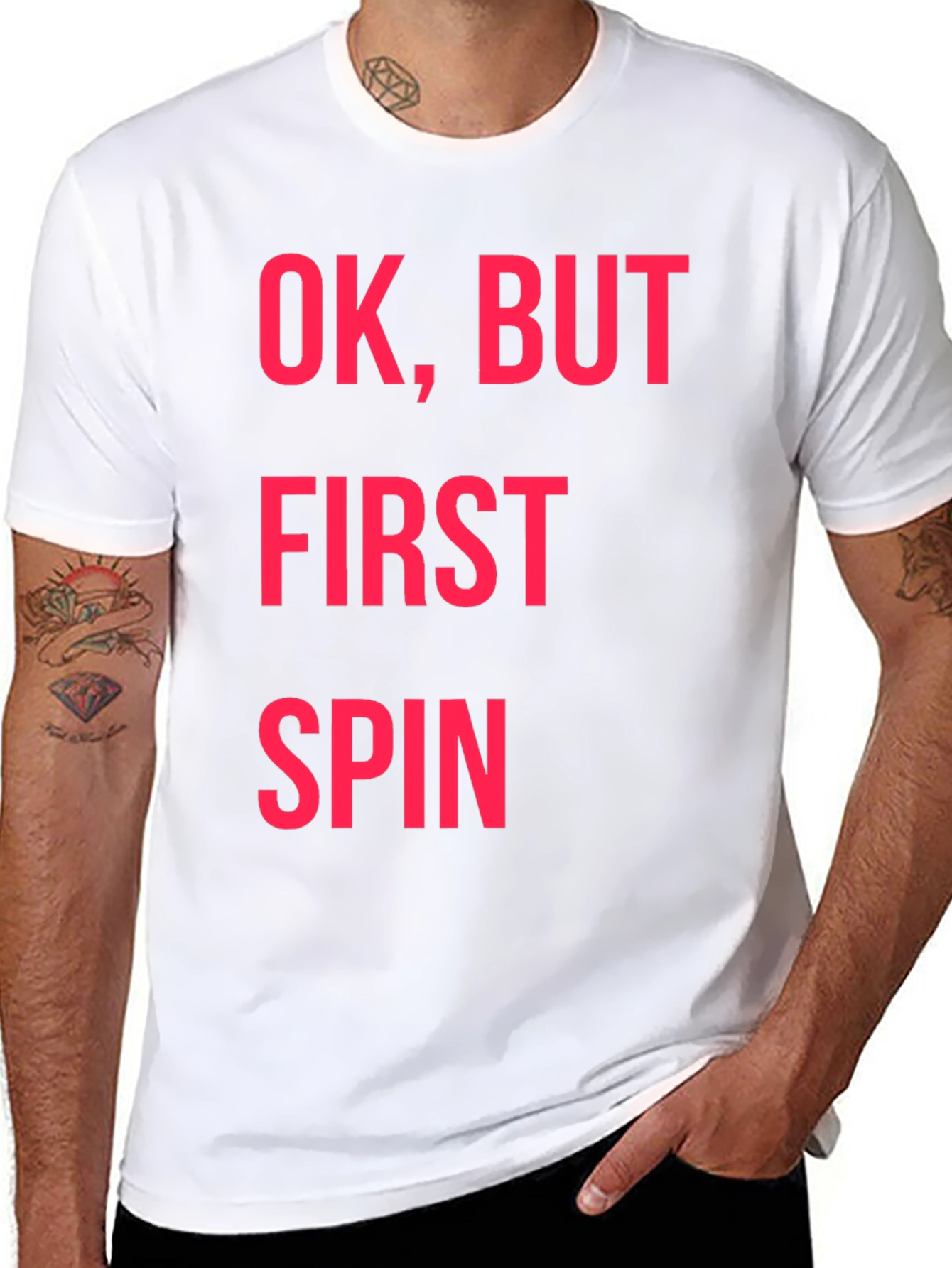Ok But First Spin Black Graphic Tee