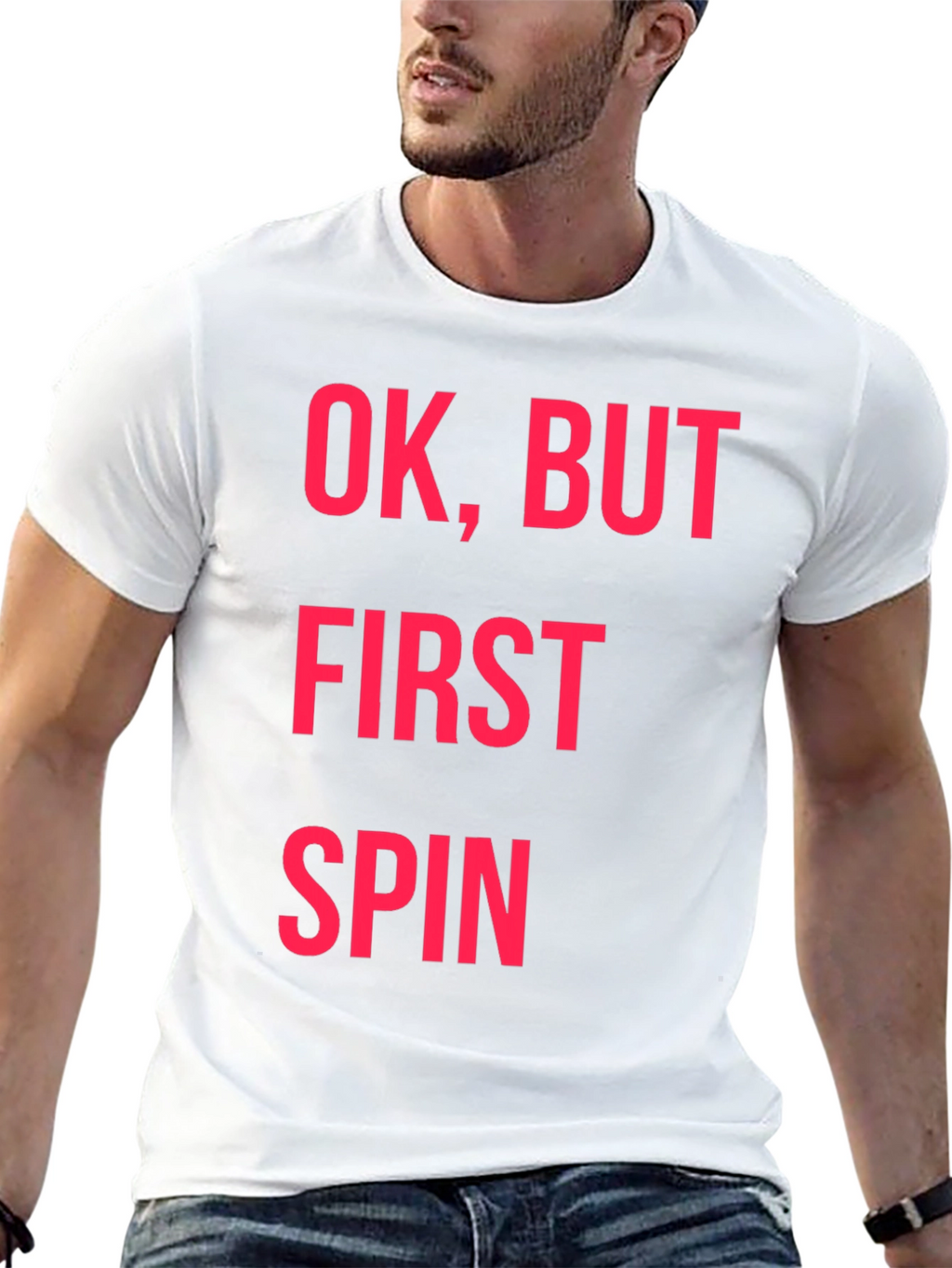 Ok But First Spin Black Graphic Tee