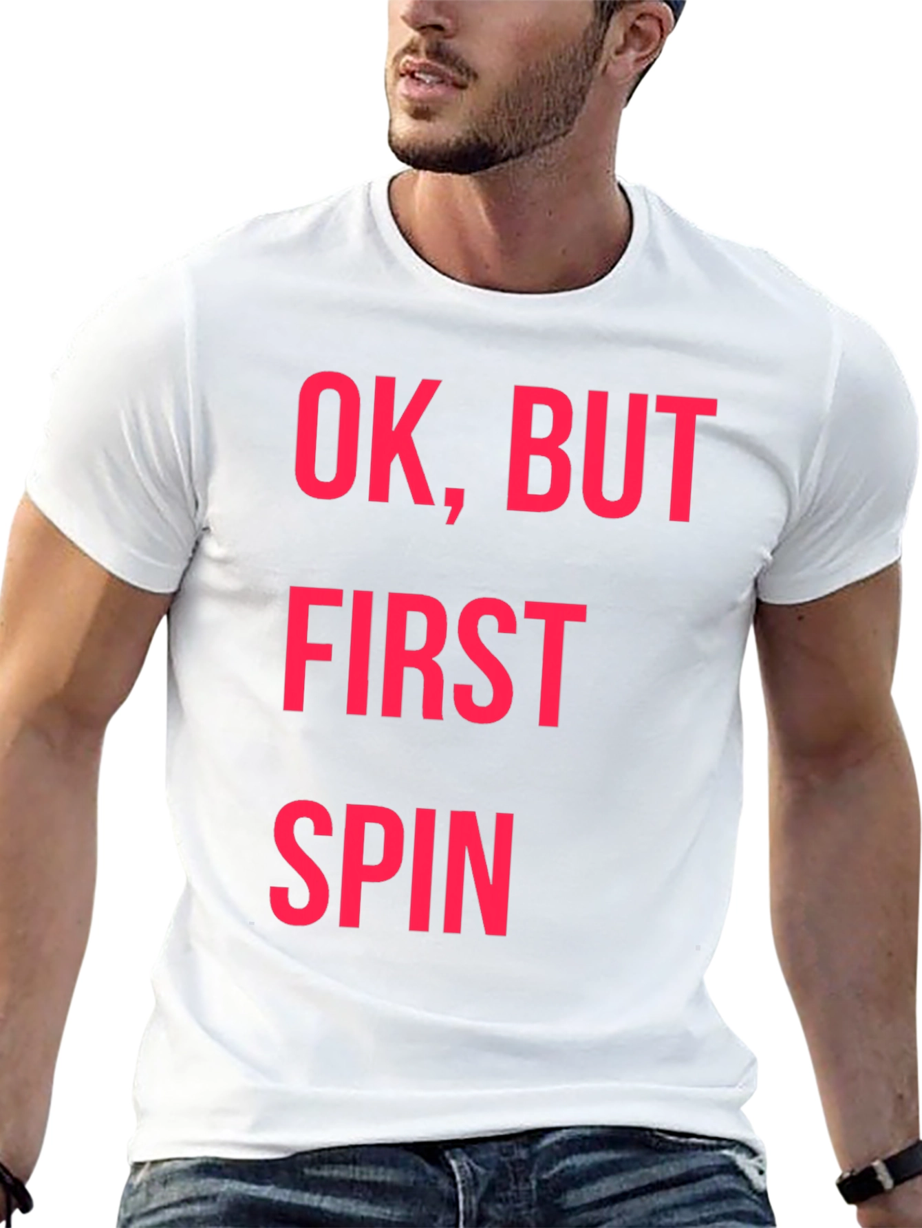 Ok But First Spin Black Graphic Tee