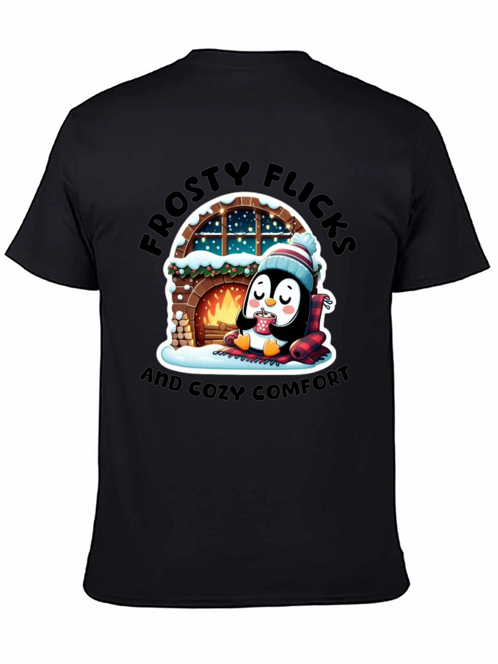 Cozy Penguin Black T-Shirt
