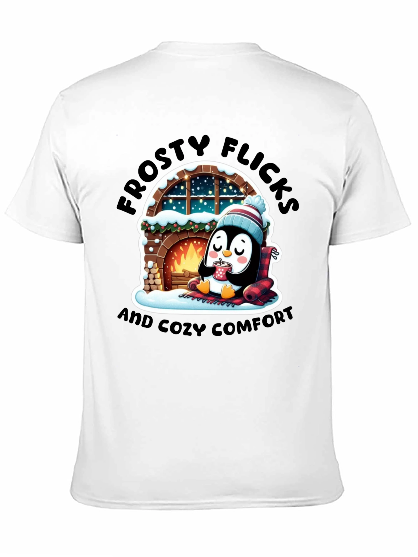 Cozy Penguin Black T-Shirt
