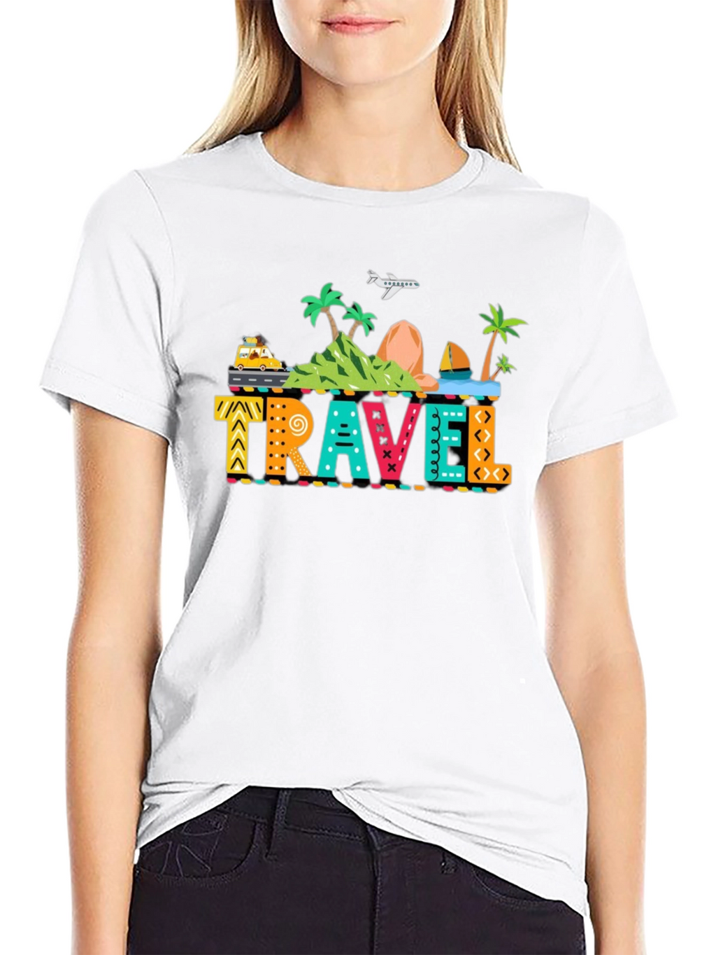 Travel Graphic Print Black T-Shirt