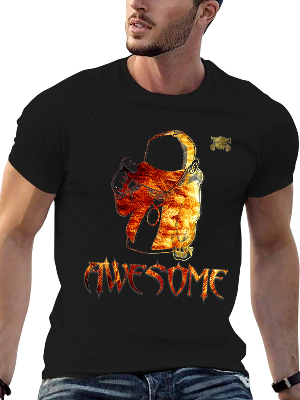 Awesome Astronaut Graphic Black T-Shirt