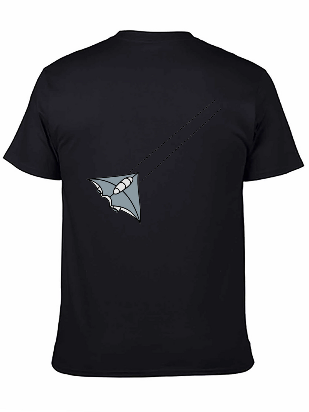 Mens Black Graphic Tee - Flying Object Design